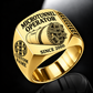 Gold personalized SL60P microtunnelling operator signet ring with original unbranded machinery, CUSTOM NAME and SINCE 2000.