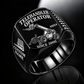 Black personalized 10054 telehandler operator signet ring with original unbranded machinery, CUSTOM NAME and SINCE 2000.