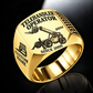 Gold personalized 10054 telehandler operator signet ring with original unbranded machinery, CUSTOM NAME and SINCE 2000.