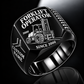 Black personalized 588H rough terrain forklift operator signet ring with original unbranded machinery, CUSTOM NAME and SINCE 2000.
