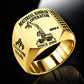 Gold personalized 825 E material handler operator signet ring with original unbranded machinery, CUSTOM NAME and SINCE 2000.