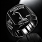 Black personalized 830 E material handler operator signet ring with original unbranded machinery, CUSTOM NAME and SINCE 2000.