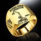 Gold personalized 830 E material handler operator signet ring with original unbranded machinery, CUSTOM NAME and SINCE 2000.
