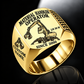 Gold personalized LH 30 M material handler operator signet ring with original unbranded machinery, CUSTOM NAME and SINCE 2000.