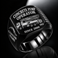 Black personalized 36Z concrete pump operator signet ring with original unbranded machinery, CUSTOM NAME and SINCE 2000.