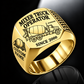 Gold personalized STANDARD concrete mixer operator signet ring with original unbranded machinery, CUSTOM NAME and SINCE 2000.