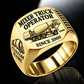 Gold personalized FD4000 concrete mixer operator signet ring with original unbranded machinery, CUSTOM NAME and SINCE 2000.