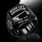 Black personalized 660SJ boom scissor lift operator signet ring with original unbranded machinery, CUSTOM NAME and SINCE 2000.