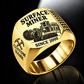 T1655III Terrain Leveler Surface Miner Ring in Gold finish, flat machine engraving, CUSTOM NAME and SINCE 2000 sample text.