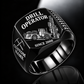 DL422i Longhole Drill Operator Ring in Black finish, flat machine engraving, CUSTOM NAME and SINCE 2000 sample text.