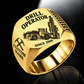 DL422i Longhole Drill Operator Ring in Gold finish, flat machine engraving, CUSTOM NAME and SINCE 2000 sample text.