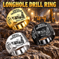 DL311 Longhole Drill Operator Ring in Silver, Gold and Black finishes, flat machine engraving, CUSTOM NAME and SINCE 2000 sample text.