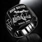 DDR Rock/Roof Bolter Operator Ring in Black finish, flat machine engraving, CUSTOM NAME and SINCE 2000 sample text.