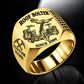 CHDDR Rock/Roof Bolter Operator Ring in Gold finish, flat machine engraving, CUSTOM NAME and SINCE 2000 sample text.