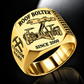 CDDR Rock/Roof Bolter Operator Ring in Gold finish, flat machine engraving, CUSTOM NAME and SINCE 2000 sample text.