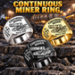14CM27 Continuous Miner Operator Ring in Silver, Gold and Black finishes, flat machine engraving, CUSTOM NAME and SINCE 2000 sample text.