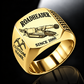 AQM 50 Roadheader Operator Ring in Gold finish, flat machine engraving, CUSTOM NAME and SINCE 2000 sample text.