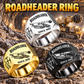 AQM 50 Roadheader Operator Ring in Silver, Gold and Black finishes, flat machine engraving, CUSTOM NAME and SINCE 2000 sample text.