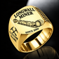 7LS1D Longwall Shearer Operator Ring in Gold finish, flat machine engraving, CUSTOM NAME and SINCE 2000 sample text.