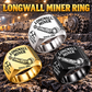 7LS1D Longwall Shearer Operator Ring in Silver, Gold and Black finishes, flat machine engraving, CUSTOM NAME and SINCE 2000 sample text.