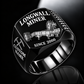 7LS5 Longwall Shearer Operator Ring in Black finish, flat machine engraving, CUSTOM NAME and SINCE 2000 sample text.