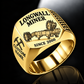 7LS5 Longwall Shearer Operator Ring in Gold finish, flat machine engraving, CUSTOM NAME and SINCE 2000 sample text.