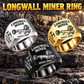 7LS5 Longwall Shearer Operator Ring in Silver, Gold and Black finishes, flat machine engraving, CUSTOM NAME and SINCE 2000 sample text.