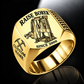 Robbins 34RH Raise Borer Operator Ring in Gold finish, flat machine engraving, CUSTOM NAME and SINCE 2000 sample text.