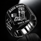 Robbins 44RH Raise Borer Operator Ring in Black finish, flat machine engraving, CUSTOM NAME and SINCE 2000 sample text.