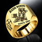 Robbins 44RH Raise Borer Operator Ring in Gold finish, flat machine engraving, CUSTOM NAME and SINCE 2000 sample text.