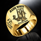 Robbins 53RH Raise Borer Operator Ring in Gold finish, flat machine engraving, CUSTOM NAME and SINCE 2000 sample text.