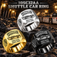 10SC32AA Center-Drive Shuttle Car Operator Ring in Silver, Gold and Black finishes, flat machine engraving, CUSTOM NAME and SINCE 2000 sample text.