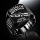 21SC04 Low-Seam Shuttle Car Operator Ring in Black finish, flat machine engraving, CUSTOM NAME and SINCE 2000 sample text.