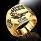 LT106 Jaw Crusher Operator Ring in Gold finish, flat machine engraving, CUSTOM NAME and SINCE 2000 sample text.