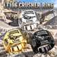 LT106 Jaw Crusher Operator Ring in Silver, Gold and Black finishes, flat machine engraving, CUSTOM NAME and SINCE 2000 sample text.