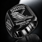 Warrior 1800 Screener Operator Ring in Black finish, flat machine engraving, CUSTOM NAME and SINCE 2000 sample text.