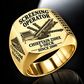 Chieftain 2100X 3-Deck Screener Operator Ring in Gold finish, flat machine engraving, CUSTOM NAME and SINCE 2000 sample text.