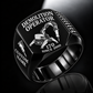Model 170 demolition robot operator signet ring, black finish, Custom Name and Since 2000 engraving.