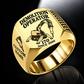 Model 170 demolition robot operator signet ring, gold finish, Custom Name and Since 2000 engraving.