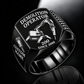 Model 200 demolition robot operator signet ring, black finish, Custom Name and Since 2000 engraving.