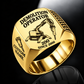 Model 200 demolition robot operator signet ring, gold finish, Custom Name and Since 2000 engraving.