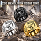 200 Demolition Robot Operator Ring in Silver, Gold and Black finishes, flat machine engraving, CUSTOM NAME and SINCE 2000 sample text.