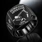 300 Demolition Robot Operator Ring in Black finish, flat machine engraving, CUSTOM NAME and SINCE 2000 sample text.