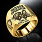 John Deere 748L-II Skidder Operator Ring in Gold finish, flat engraving showing rear timber grapple and front push blade, CUSTOM NAME and SINCE 2000.