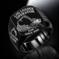 Tigercat 234C Log Loader Operator Ring in Black finish, flat engraving showing plain two-jaw log grapple on a loading boom, CUSTOM NAME and SINCE 2000.