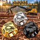Tigercat S855E Shovel Logger Operator Ring: Silver, Gold and Black signet rings with flat machine engraving, CUSTOM NAME and SINCE 2000.
