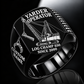 T-MAR Log Champ 650 Yarder Operator Ring in Black finish, flat engraving showing lattice boom, sheaves and cable rigging, CUSTOM NAME and SINCE 2000.