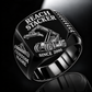 Black finish Kalmar DRG450-65S5 Reach Stacker Signet Ring with DRG450-65S5 machine engraving, CUSTOM NAME and SINCE 2000 sample text.