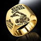 Gold finish Kalmar DRG450-65S5 Reach Stacker Signet Ring with DRG450-65S5 machine engraving, CUSTOM NAME and SINCE 2000 sample text.
