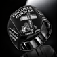 Black finish Hyster H1050XD-CH5 Container Handler Signet Ring with H1050XD-CH5 machine engraving, CUSTOM NAME and SINCE 2000 sample text.